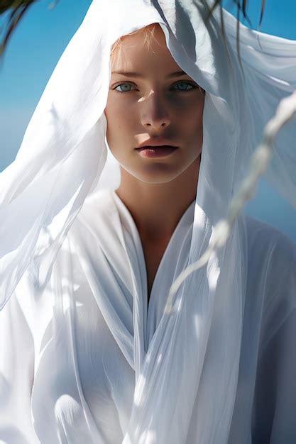 Premium Photo A Woman With A White Veil That Has The Word On It