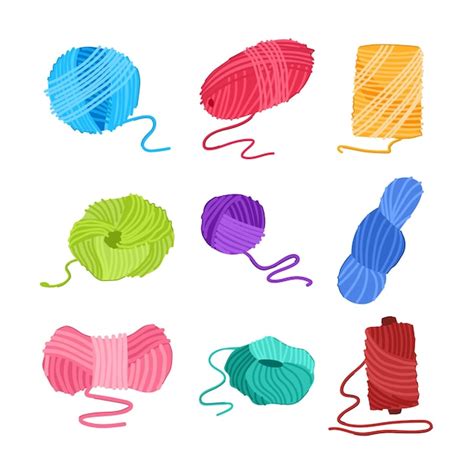 Premium Vector Ball Yarn Set Cartoon Vector Illustration