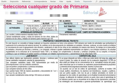 Planeaciones De A De Primaria Por Proyectos Primer Grado De