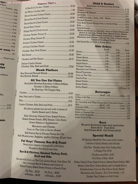 Online Menu Of Fat Boys Bar B Q Restaurant Kissimmee Florida 34741