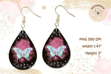 Butterfly Snowflakes Teardrop Earring Graphic By Nicharshop168