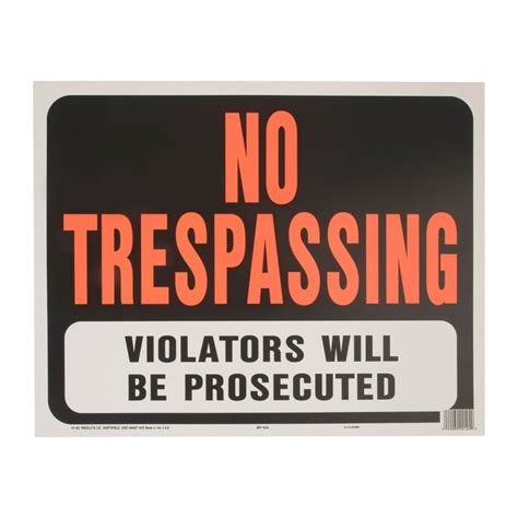 Hy Ko Jumbo Plastic No Trespassing Sign 14 5 X 18 5 Bold Colors