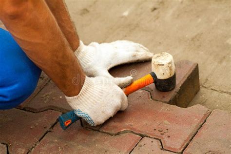 Laying Paving Slabs by Mosaic Close-up. Stock Photo - Image of laying, manual: 103036132