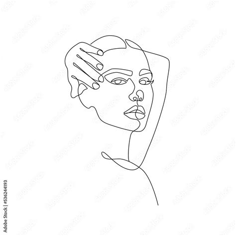 Woman Abstract Face One Line Drawing Female Portrait Minimalist Style Modern Minimal Print