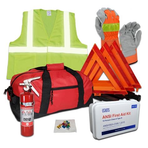 USKITS DOT OSHA Compliant Hi Viz Kit With 2 5lb 1A10BC Fire Extinguisher