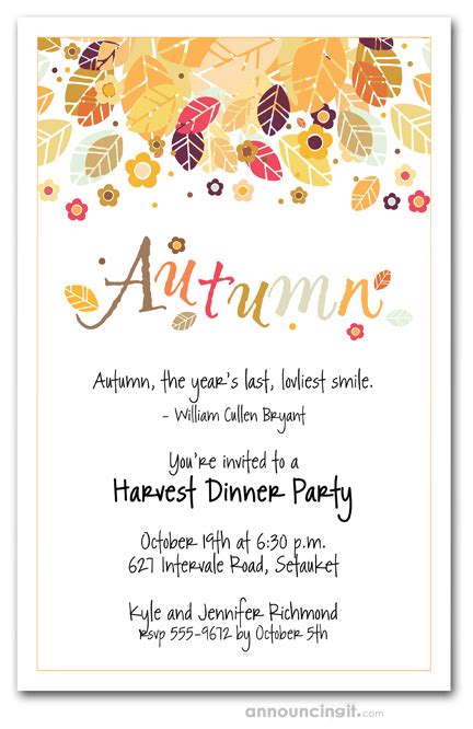 Autumn Season Invitations, Fall Invitations