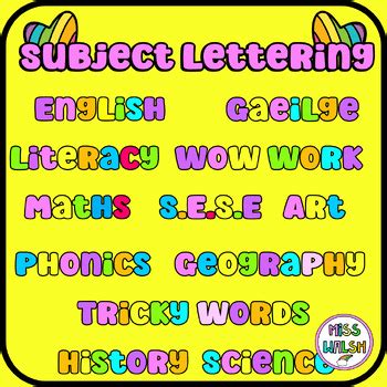 Subject Lettering by MissWalshResources | TPT