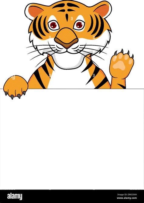 Tiger Cartoon With Blank Sign Stock Vector Image Art Alamy