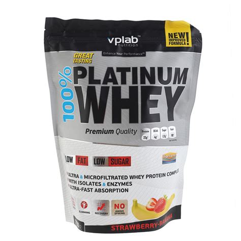 VPLAB 100% PLATINUM WHEY Протеин "Клубника-Банан" пакет 750г