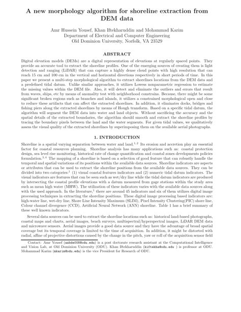 (PDF) A new morphology algorithm for shoreline extraction from DEM data