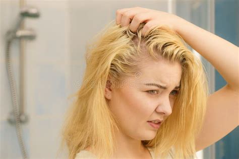 Female Having Problem With Blonde Hair Stock Photo Image Of Split Health
