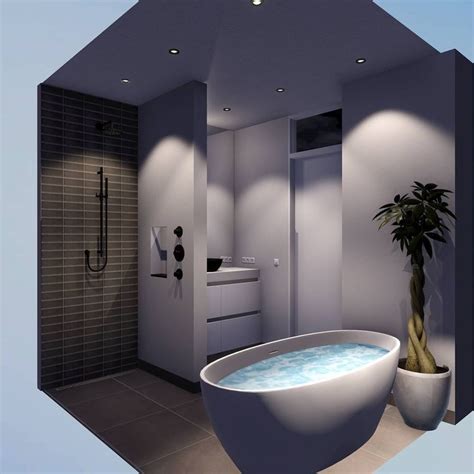 3D Bathroom Design Night View Made With SaniNet Badkamer Ontwerp