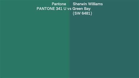 Pantone 341 U Vs Sherwin Williams Green Bay SW 6481 Side By Side