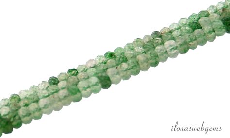 Green Strawberry Quartz Kralen Facet Rondel Ca 4x2mm Ilona S Silver