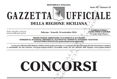 Concorsi La Gazzetta Ufficiale Della Regione Siciliana