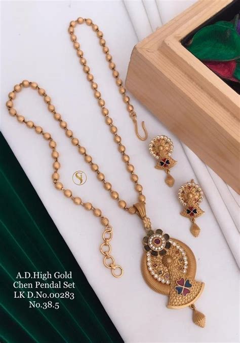 Golden Brass A D High Gold Chain Pendal Butti Set At Best Price In