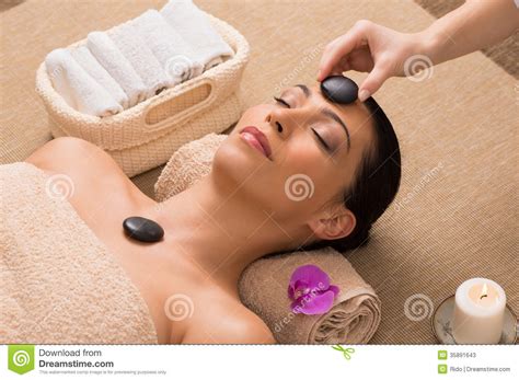 Relaxing Hot Stone Massage Stock Image Image Of Idyllic