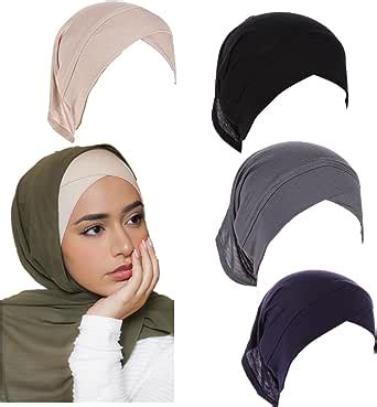 Cntqiang 4 Pieces Muslim Inner Hijab Cap For Women Cross Turban