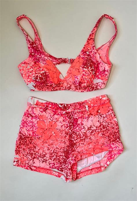 Catalina S Day Glow Pink Orange Bikini Two Piece Sw Gem