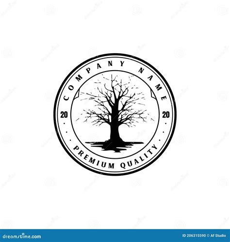 Vintage Oak Banyan Maple Tree House Logo Design Stock Photo