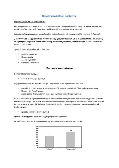 Notatki Wyklad Metody Psychologii Politycznej Psychologia Jako