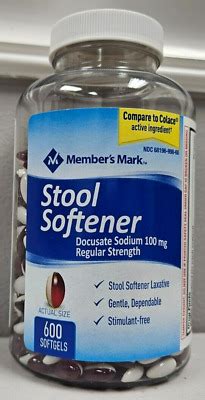 Member S Mark Stool Softener Docusate Sodium 100mg Regular Strength 600