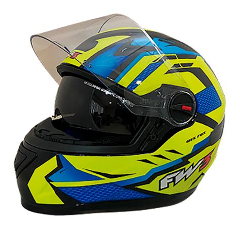 CAPACETE FW3 GTX FOX AMARELO AZUL C OCULOS Nº 56 MTO DISTRIBUIDORA