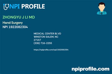 ZHONGYU J LI MD NPI 1922082304 Orthopaedic Surgery In Winston Salem NC