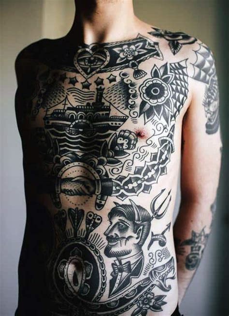 60 Traditional Chest Tattoo Designs For Men - Old School Ideas
