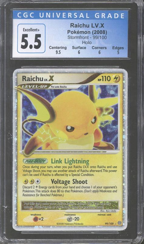 Pokemon Stormfront Raichu Lv X 99100 Cgc 55 Da Card World