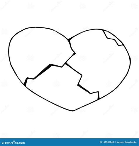 Broken Heart Icon Vector Illustration Of A Cracked Heart Hand Drawn