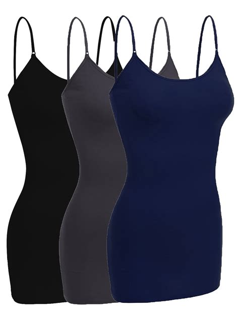 Emmalise Women Camisole Built In Bra Wireless Fabric Support Long Layering Cami Small 3pk