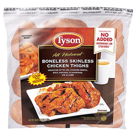 Tyson Chicken Thighs Boneless Skinless Natural Uncooked 40 Oz