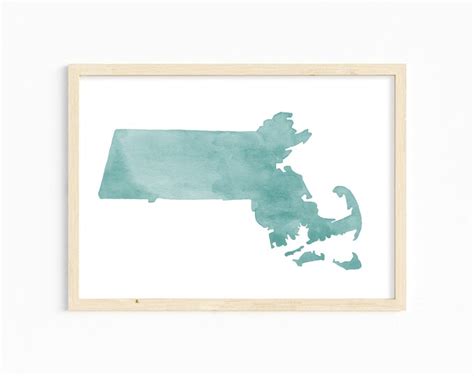 Massachusetts Watercolor Print Massachusetts Decor Massachusetts Art Print Custom