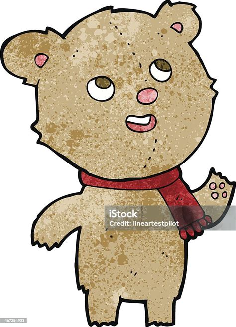 Cartoon Teddy Bear Wearing Scarf Stock Illustration Download Image Now Bizarre Cheerful