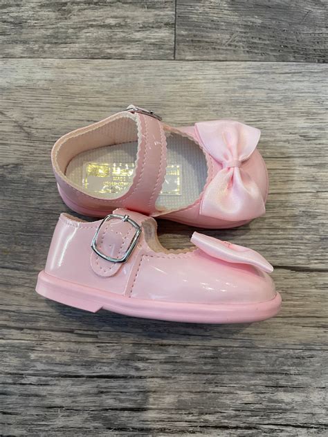 Baby Pink Bow Hard Sole Shoes Matilda Rose Childrens Wear