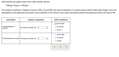 Solved Sulfur Dioxide And Oxygen React To Form Sulfur Trioxide Like