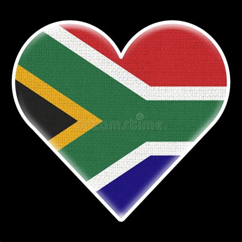 South Africa Heart Flag Fabric Pattern Texture Black Background 3d