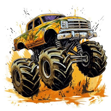 Premium AI Image There Is A Monster Truck With Large Tires On A White