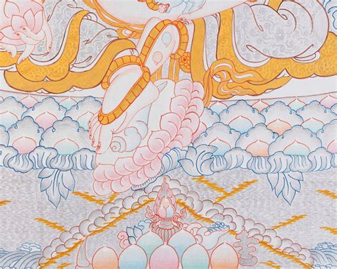 Yellow Dzambhala Mantra Original Hand Painted Dzambala Thangka