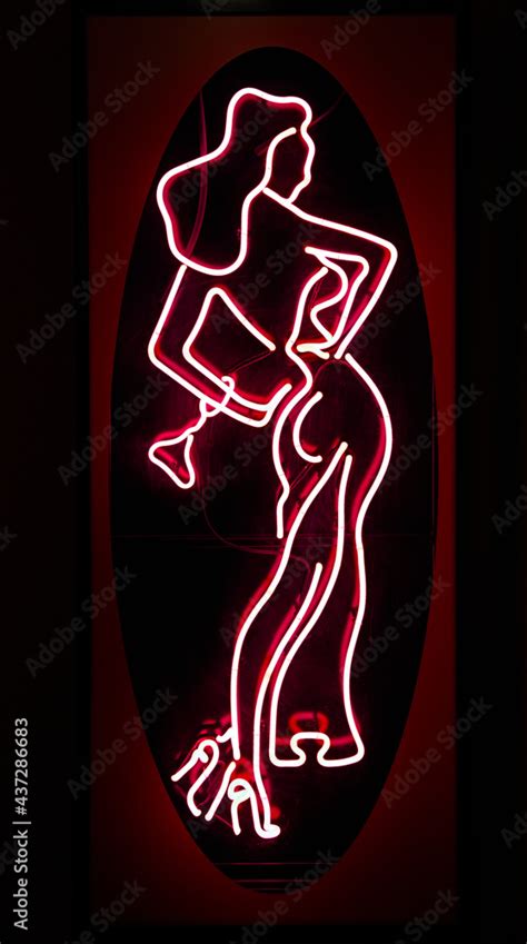 Neon Sign Full Size Naked Woman In Heels Showing Entrance To Night