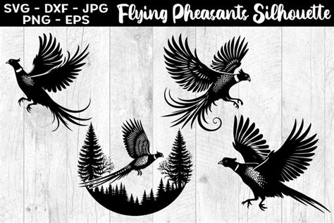 Flying Pheasants Silhouettes SVG EPS PNG 3077787