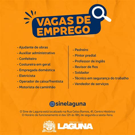 Confira As Vagas De Emprego No Sine De Laguna Prefeitura De Laguna