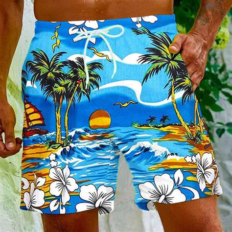 Tawop Mens Casual Shorts Special Print Beach Casual Trouser Shorts