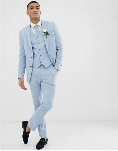 Men Suits Sky Blue 3 Piece Slim Fit Elegant Formal Fashion Suits