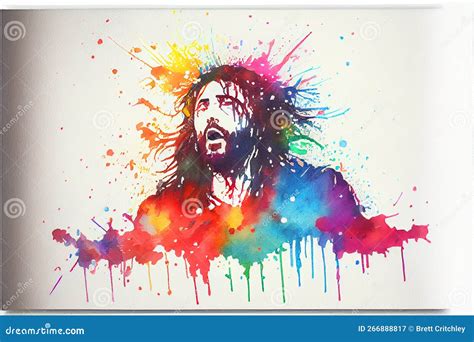 Colourful Jesus Christ Watercolour Stock Illustration Illustration Of