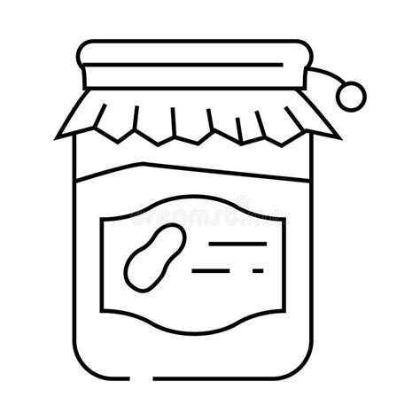 Homemade Peanut Butter Line Icon Vector Illustration Stock Illustration
