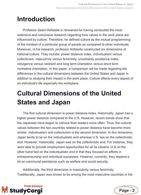 Cultural Dimensions in the United States vs. Japan | Free Essay Example