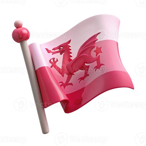 Waving Welsh Flag With Red Dragon Design 52554239 Png