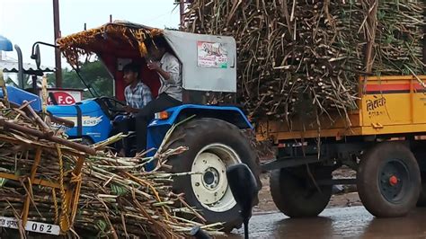 Sugar Cane Trolleyfull Heavy Load Sugarcane Tractor Pullingtractor